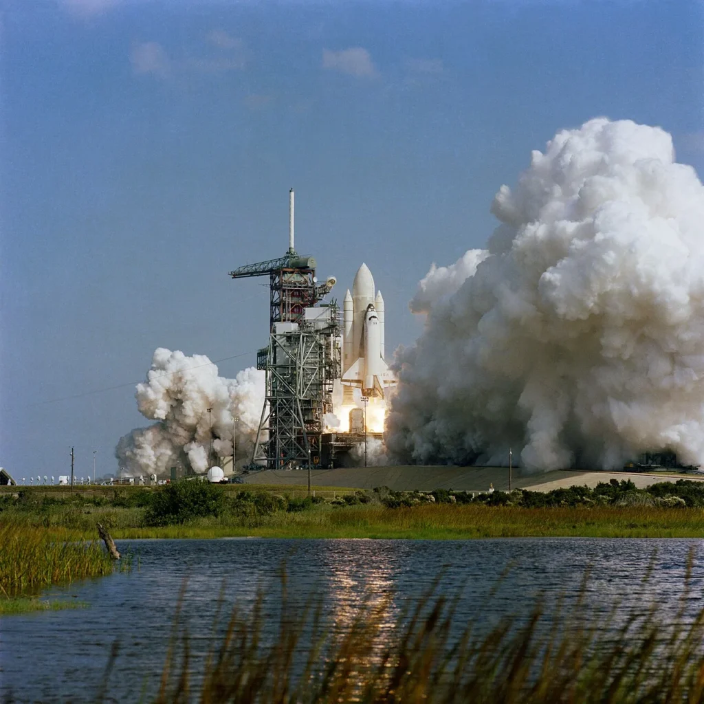 STS-2ミッションで打ち上げられるスペースシャトル・コロンビア