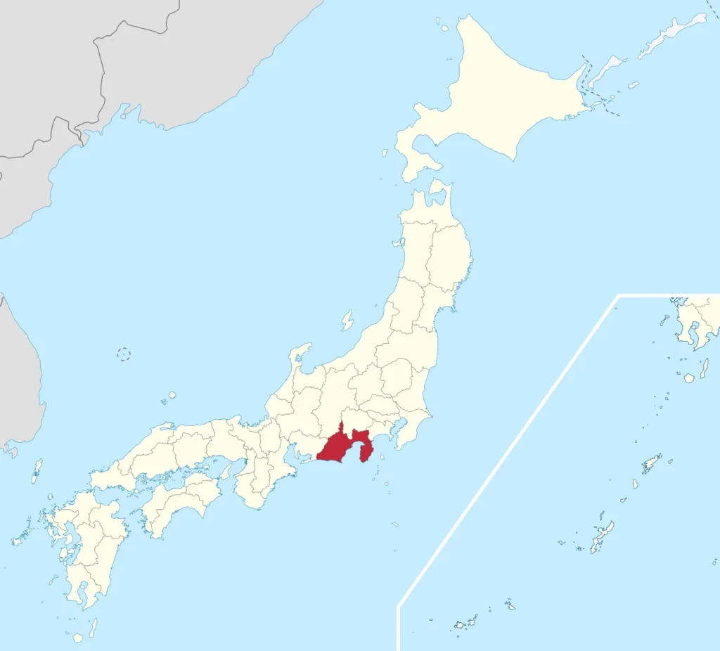 日本国内での静岡県の位置を示す地図