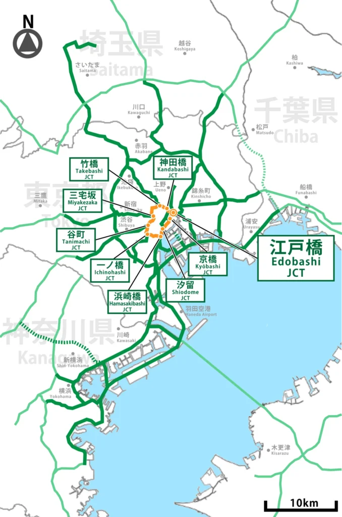 首都高速道路都心環状線C1の経路図