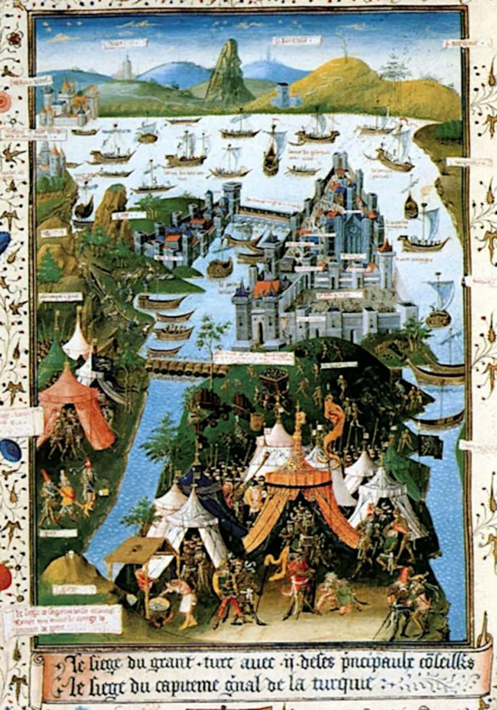 大砲を用いた1453年のコンスタンティノープル包囲戦を描いた細密画