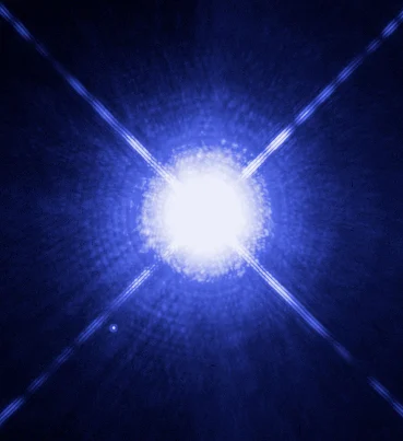 ハッブル宇宙望遠鏡が撮影したシリウスAと白色矮星シリウスB