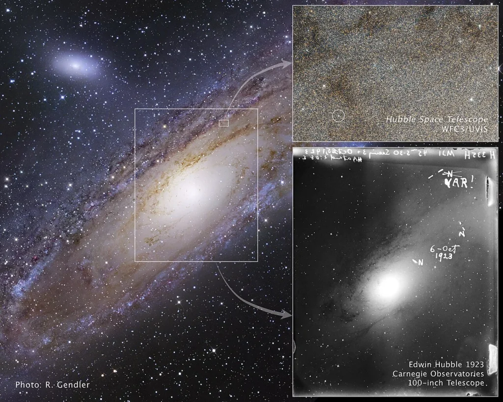 ハッブルがアンドロメダ銀河で発見した変光星の観測乾板