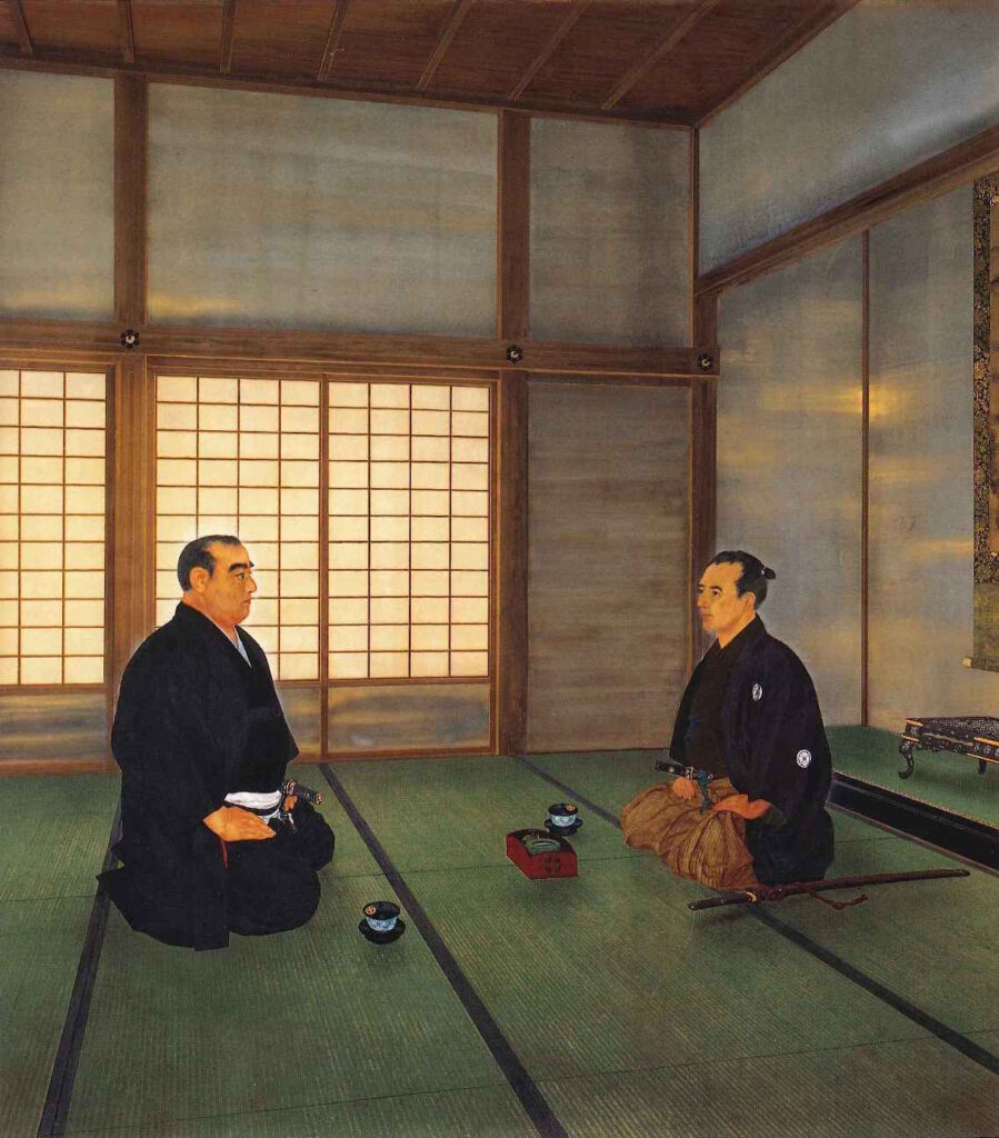 江戸城開城をめぐる西郷隆盛と勝海舟の会談を描いた絵画