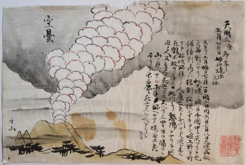 1783年の浅間山天明大噴火を描いた図