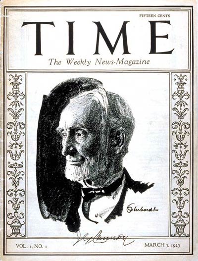 1923年に発行された雑誌タイムの創刊号表紙