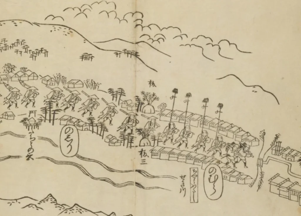 江戸時代の東海道分間絵図に描かれた野村一里塚