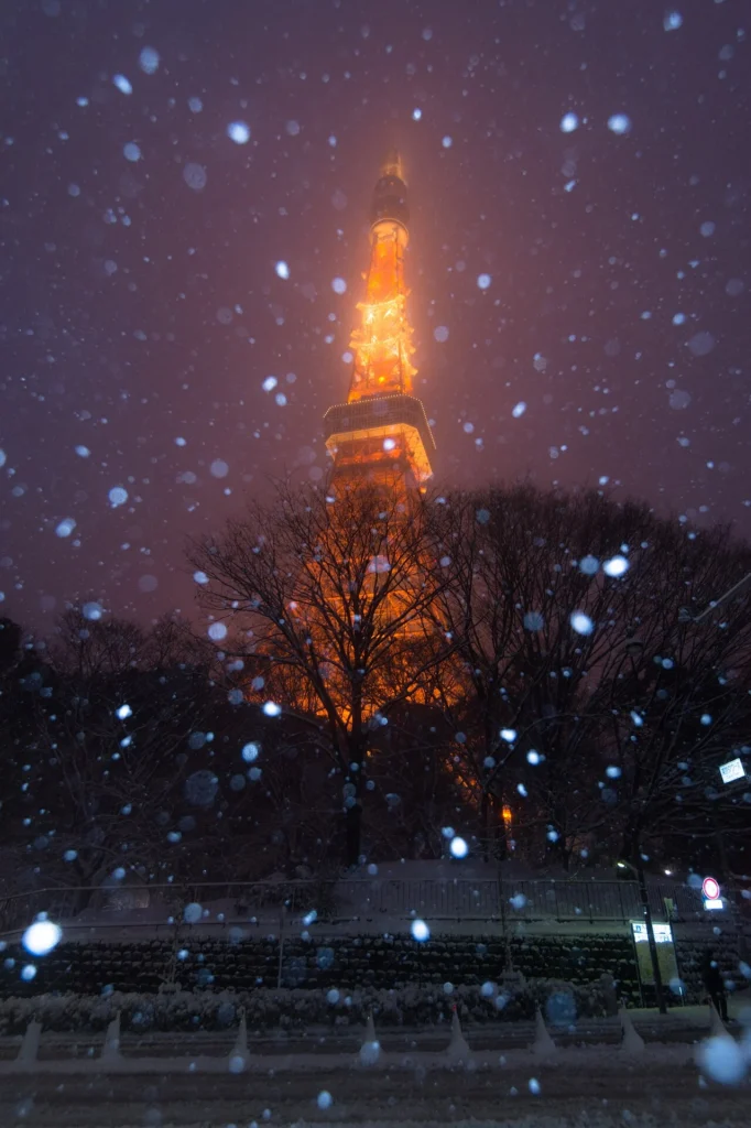 2014年2月8日に雪に覆われた東京タワー周辺