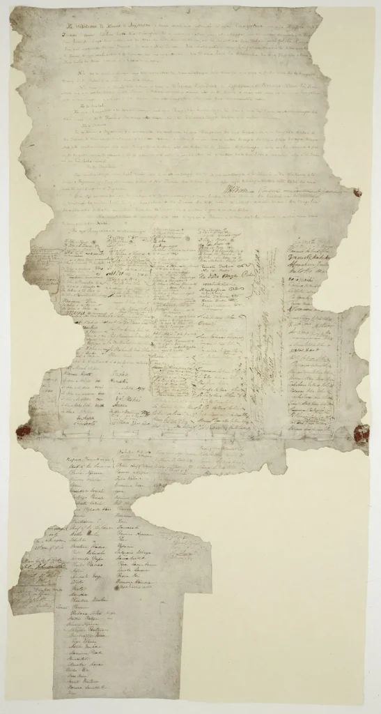 1840年に署名されたワイタンギ条約の文書