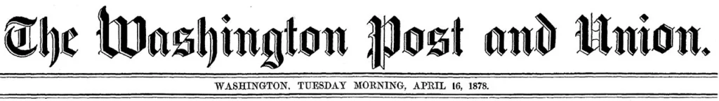 1878年のワシントン・ポスト・アンド・ユニオン紙の題字