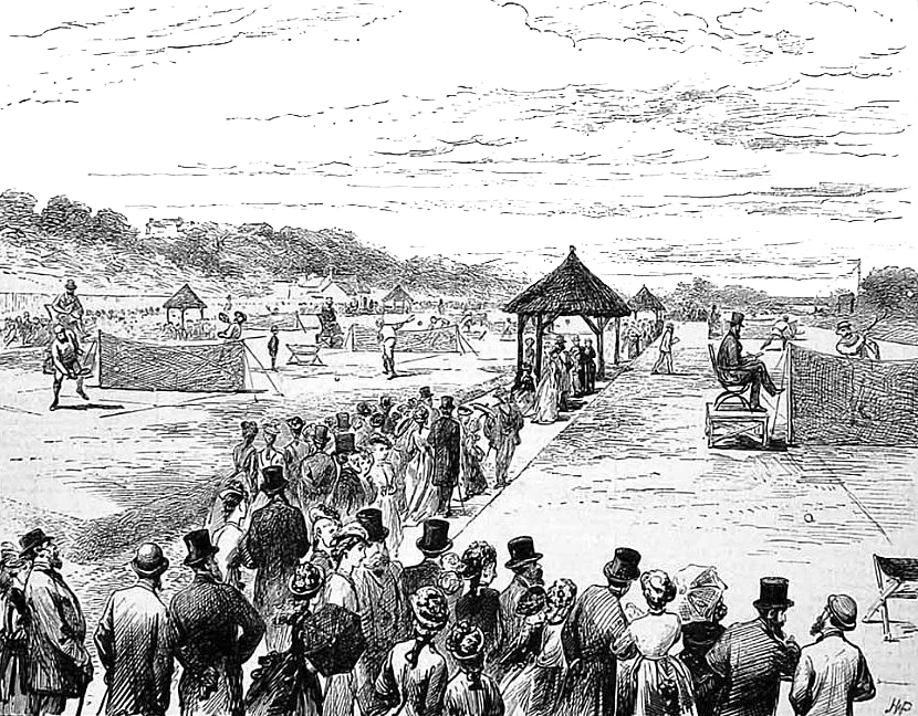 1877年の第1回ウィンブルドン選手権を描いた同時代の版画