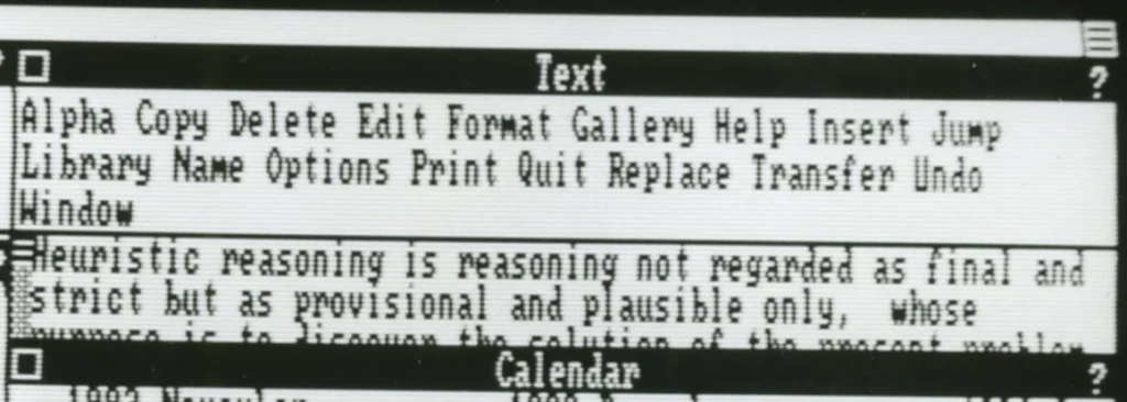 1983年11月1日版のWindows 1.0デモ画面