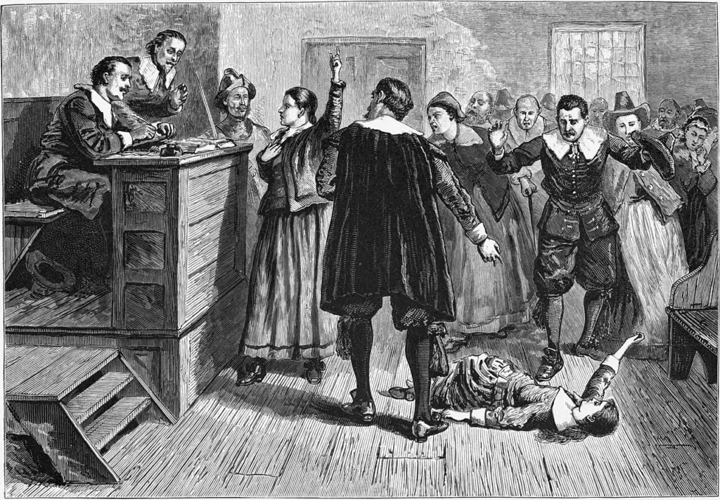 セイラム魔女裁判の法廷を描いた1876年の版画