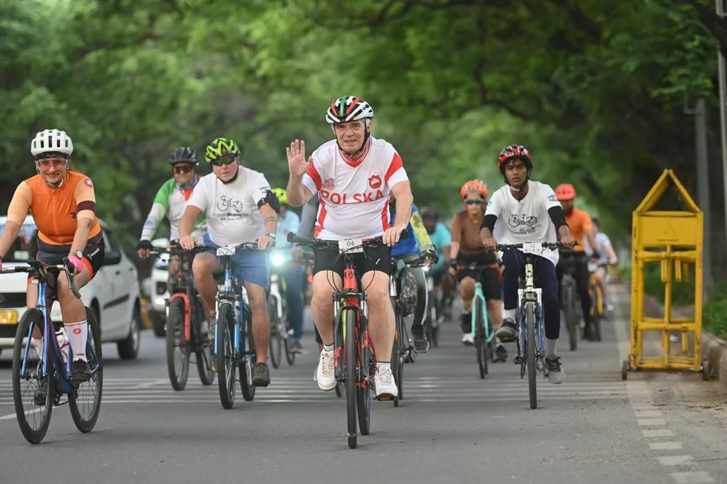 世界自転車デーに行われたデリーの自転車ラリー