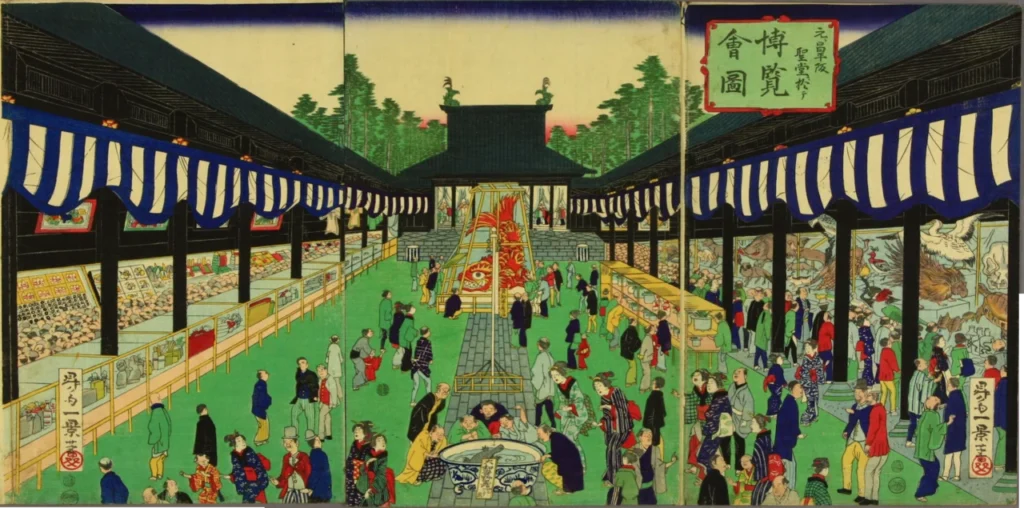 1872年の湯島聖堂博覧会を描いた浮世絵