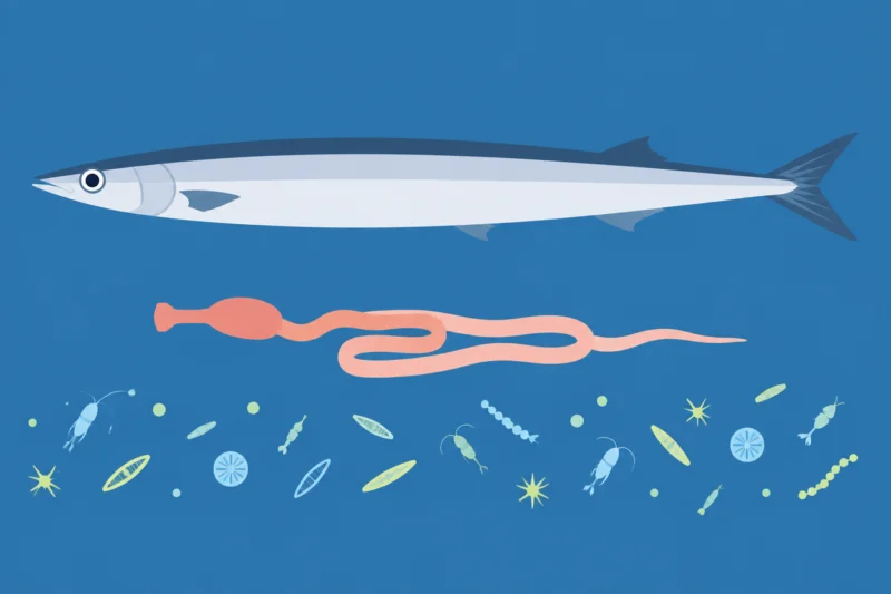 海を泳ぐサンマとプランクトン