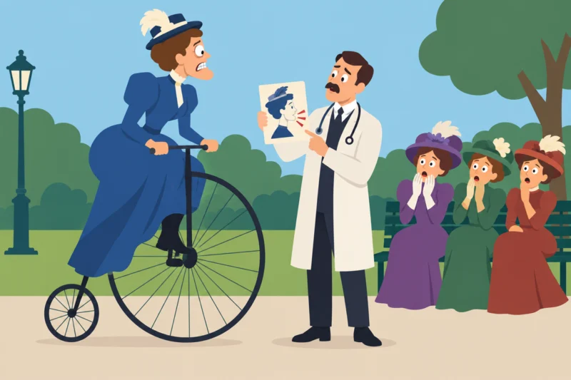 女性の自転車顔