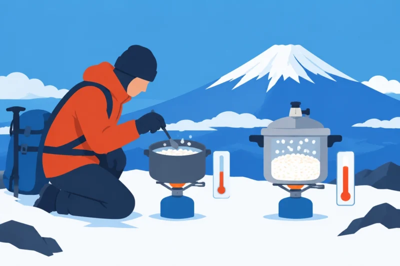 富士山頂でお米を炊く