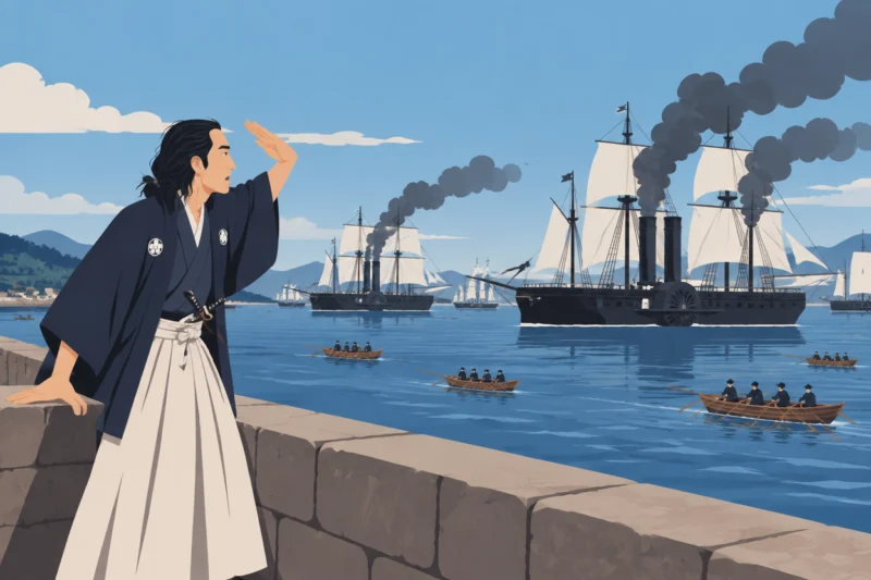 黒船を見て大興奮