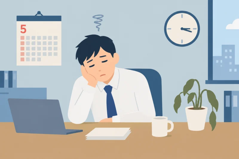 疲れた様子の会社員