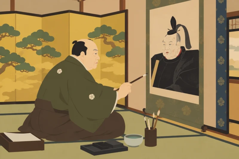 家康の肖像画を描く絵師のイメージ