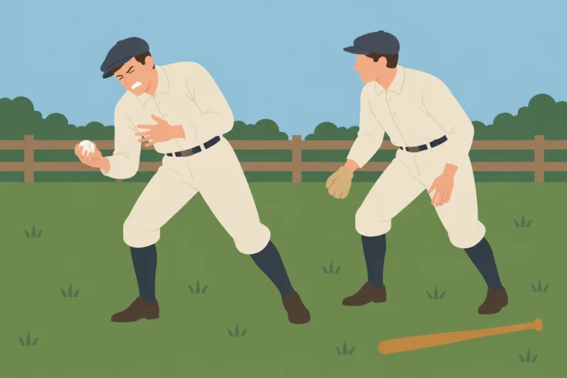 昔のユニフォーム姿の野球選手たち