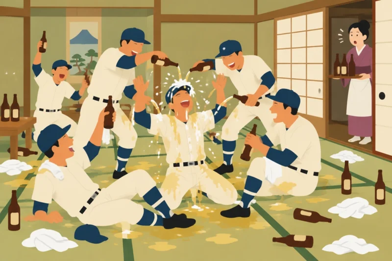 ビールかけは半田選手のイタズラ