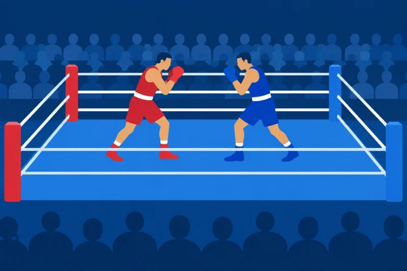 リング上のボクシングの試合の様子
