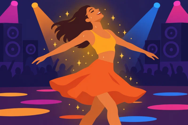 音楽に合わせて踊る女性