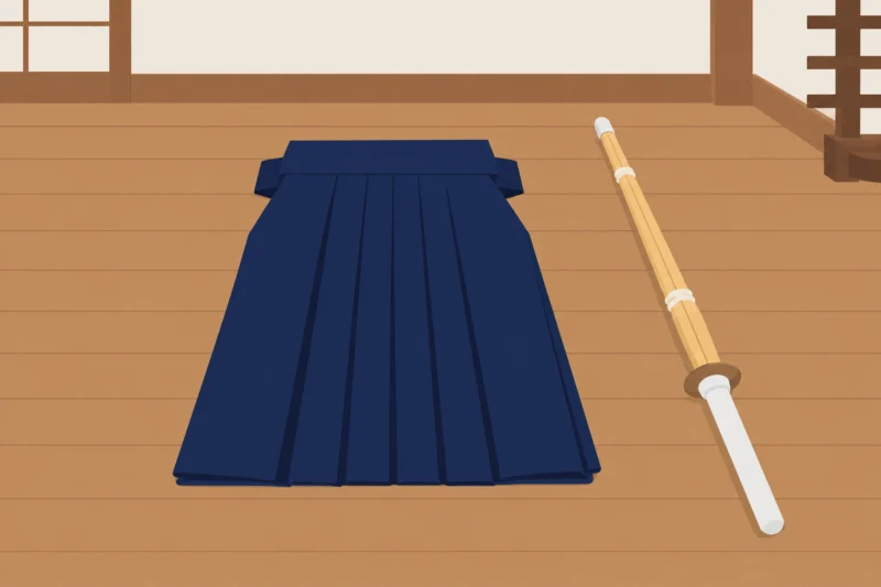 畳まれた袴と竹刀