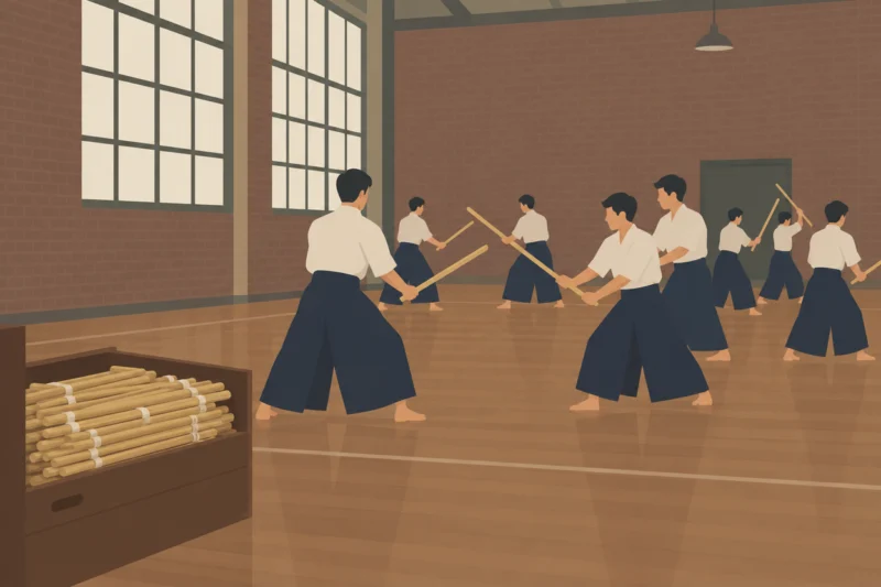 道場で稽古に励む剣士たち