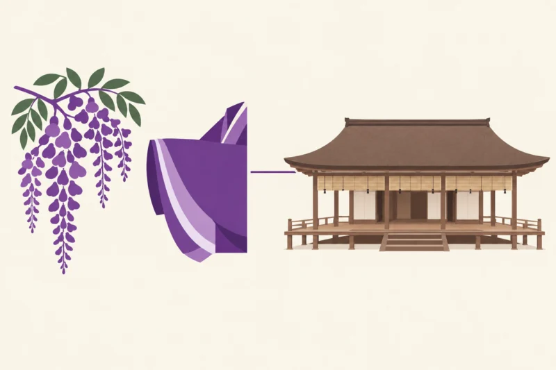 藤の花と紫の装束のイラスト